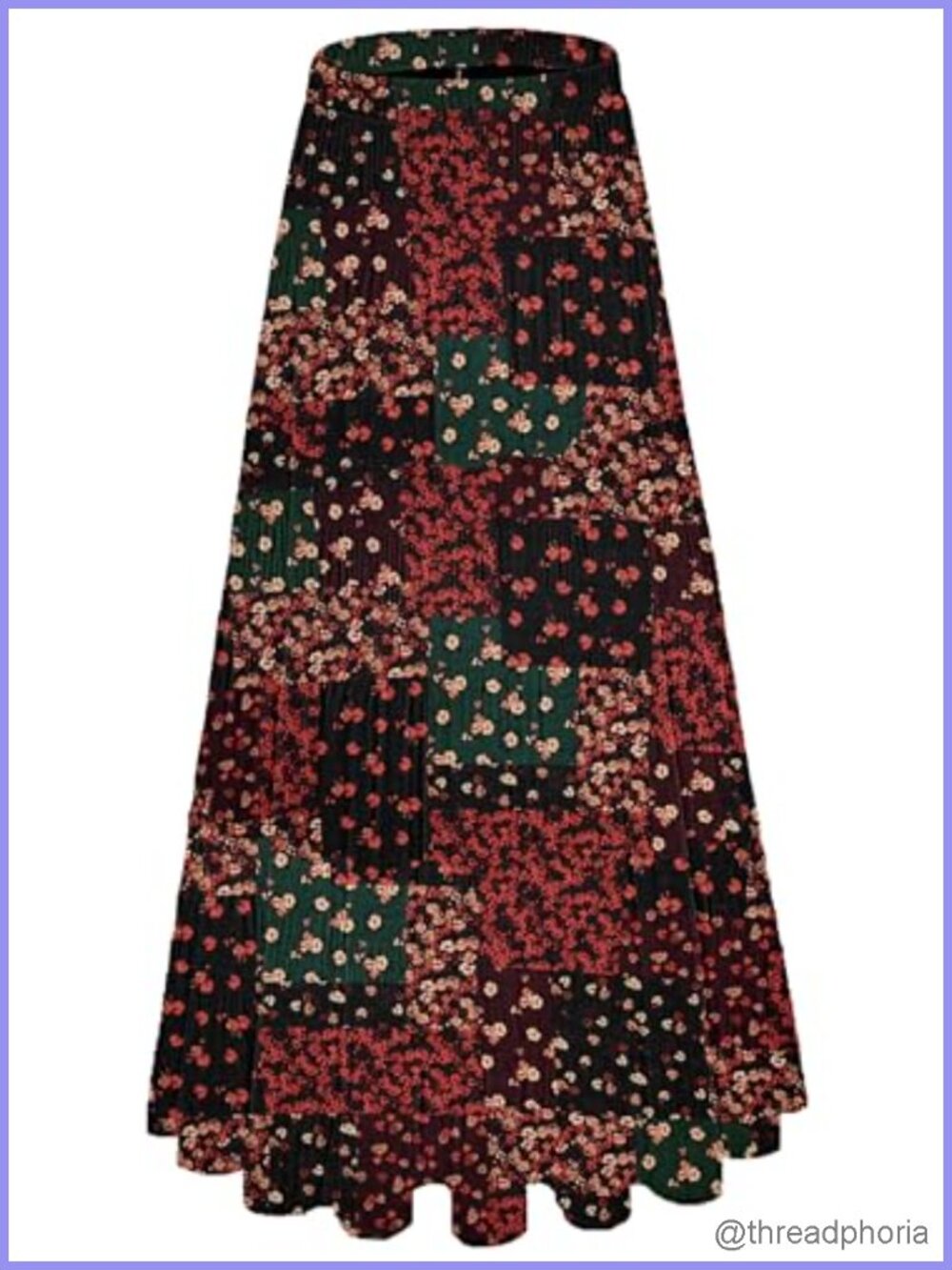 Chiffon Pleated A Line Maxi Skirt Elastic Waist Flowy Summer Boho